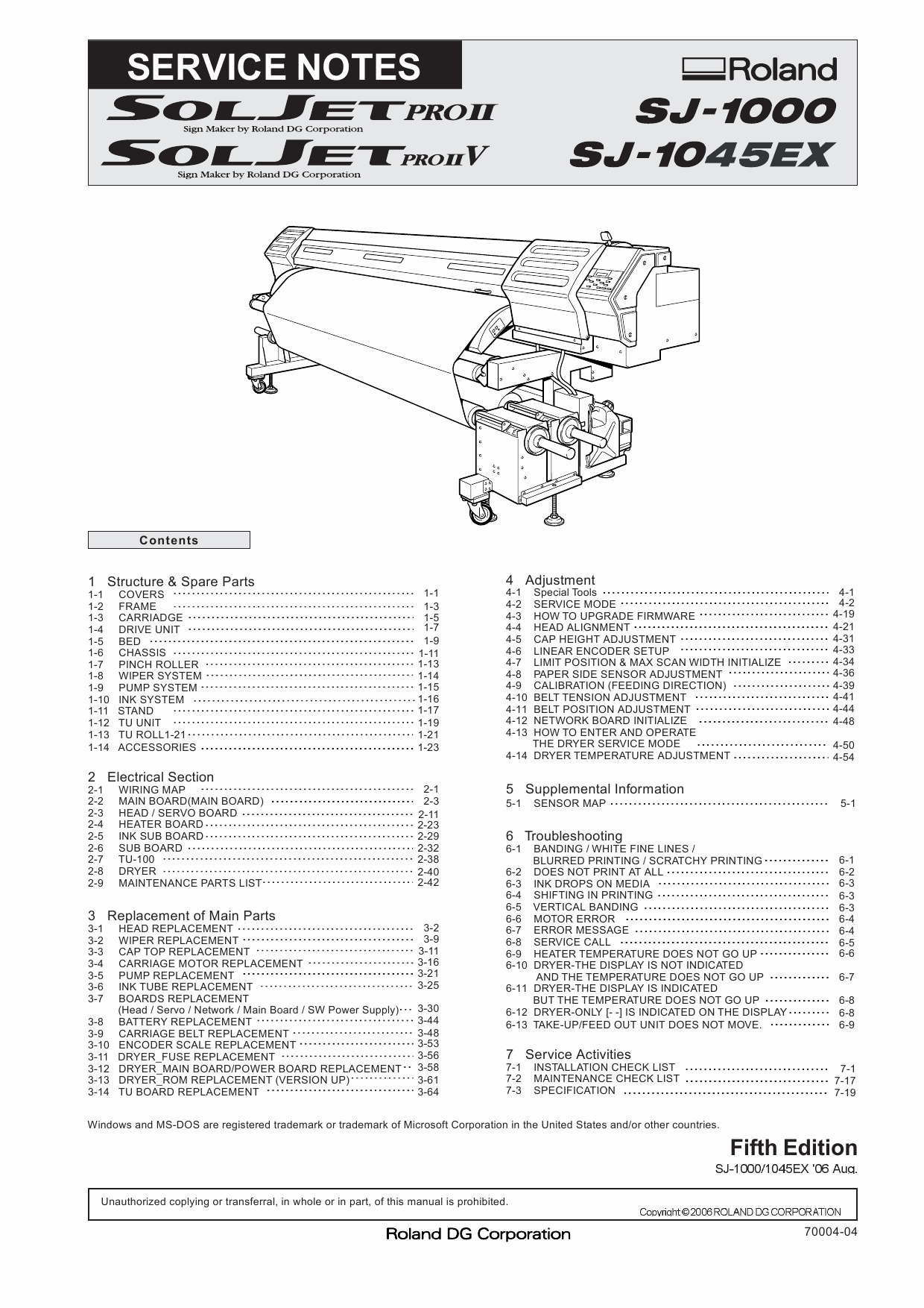 Roland SOLJET-Pro2V XJ 1045 1000 Service Notes Manual-1